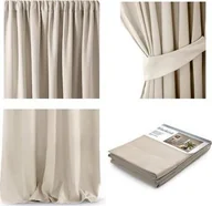 Zasłony - Zasłona blackout kremowa 140x270 na przelotkach zaciemniająca gładka - miniaturka - grafika 1