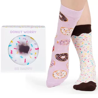 Skarpetki damskie - Skarpetki damskie Soxo Donut w pudełku | Idealne na prezent | Śmieszne i Wesołe | fioletowe - SOXO - grafika 1