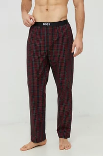 Piżamy męskie - BOSS spodnie piżamowe bawełniane kolor czerwony wzorzysta - Boss - grafika 1
