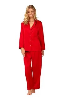 Piżamy damskie - Damska satynowa piżama Amina czerwona XL - grafika 1