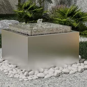 Fontanny ogrodowe - Fontanna zewnętrzna ze stali nierdzewnej - wys. 34 cm - Srebrny - TILAPIA - miniaturka - grafika 1