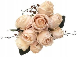 BUKIET róże sztuczne liście na stroik wiązanka do wazonu święta kremowe pik - Sztuczne kwiaty BUKIET róże sztuczne liście na stroik wiązanka do wazonu święta kremowe pik - Sztuczne kwiaty - miniaturka - grafika 1