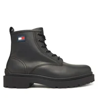 Botki męskie - Trzewiki Tommy Jeans Tjm Lace Up Rubberized EM0EM01628 Czarny - miniaturka - grafika 1