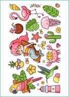 Zabawki kreatywne - Tatuaże tymczasowe wzory letnie z syrenką, Arkusz A4 - miniaturka - grafika 1