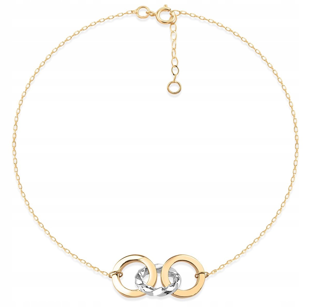 PIĘKNA DAMSKA ZŁOTA BRANSOLETKA Z TRZEMA KÓŁECZKAMI 14KT 585