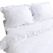 Pościel - Pościel Bawełniana Z Falbanką Zestaw Komplet Do Sypialni Biała 160X200 Cm + 2 Poduszki 70X80 Cm - miniaturka - grafika 1