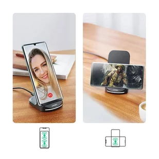 Ugreen bezprzewodowa ładowarka Qi 10 W podstawka stojak na telefon + kabel USB - USB Typ C czarny (60228 ED025) - Kable USB - miniaturka - grafika 4