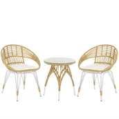 Meble ogrodowe - Shumee Shumee Zestaw mebli balkonowych rattanowy naturalny PELLARO 264948 - miniaturka - grafika 1