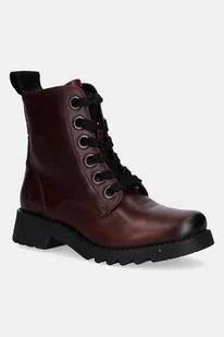 Fly London workery skórzane RAGI539FLY damskie kolor bordowy na płaskim obcasie P144539039 - Botki damskie - miniaturka - grafika 1