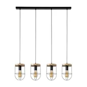 Lampy sufitowe - Britop LAMPA wisząca NETUNO 184159404 metalowa OPRAWA retro ZWIS industrialny drewno czarny - miniaturka - grafika 1