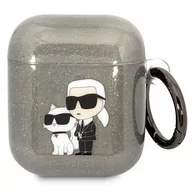 Akcesoria do słuchawek - Karl Lagerfeld KLA2HNKCTGK Airpods 1/2 cover czarny/black Gliter Karl&Choupette - miniaturka - grafika 1