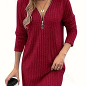 Sukienki - TEMU Jednokolorowa Sukienka Plisowana - miniaturka - grafika 1