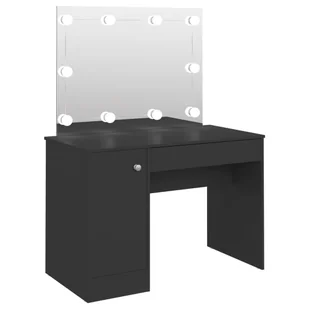 shumee Stolik do makijażu z oświetleniem LED 110x55x145 cm MDF czerń - Toaletki - miniaturka - grafika 1