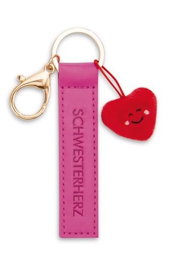 NICI 62011 breloczek do kluczy z serduszkiem ze sztucznej skóry 10 cm z różowym towarzyszem w kształcie serca do plecaka lub torby, uchwyt na klucze dla małych i dużych 62011
