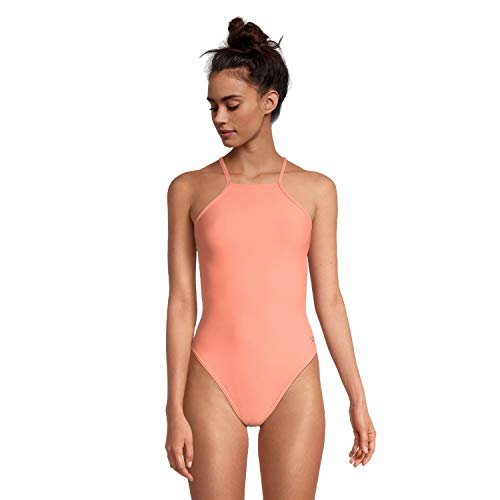 Speedo Damski kostium kąpielowy jednoczęściowy Endurance Turnz wiązany z tyłu jednolity Koral Fusion High Neck 32