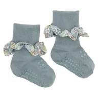 Skarpetki dla dzieci - GoBabyGo skarpetki antypoślizgowe dla dziewczynki LIBERTY BAMBOO Dusty Blue Michelle Purple 2 lata - miniaturka - grafika 1