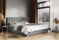 Łóżka - Łóżko tapicerowane pikowane z materacem Ledo 120x200 Szare - miniaturka - grafika 1