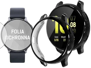 Alogy Etui silikonowe case do Galaxy Watch Active 2 44mm Czarne + 4x 3MK Folia ochronna - Akcesoria do smartwatchy - miniaturka - grafika 1