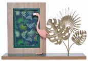 Ramki na zdjęcia - Ramka na zdjęcie ze złotymi liścmi i flamingiem, EWAX, 30x7x21 cm - miniaturka - grafika 1