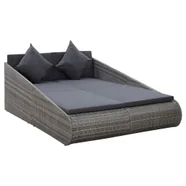 vidaXL Leżanka ogrodowa, szara, 200 x 139 cm, rattan PE vidaXL