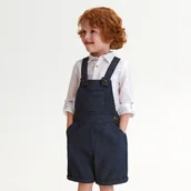 Spodenki dla niemowląt - Reserved - Tkaninowe ogrodniczki - Granatowy - miniaturka - grafika 1