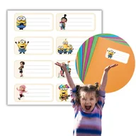 Szkolne artykuły papiernicze - Naklejki na zeszyty 8 sztuk MINIONKI wzór bajki ARKUSZ - miniaturka - grafika 1