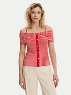 Bluzki damskie - Morgan Bluzka 241-DROPEZ Czerwony Slim Fit - miniaturka - grafika 1
