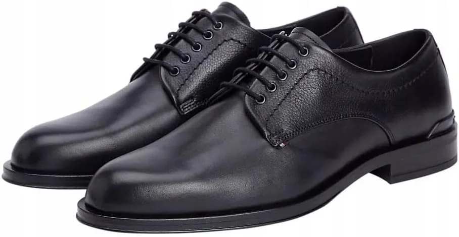 TOMMY HILFIGER CORPORATE CZARNE PÓŁBUTY MĘSKIE SKÓRZANE GŁADKIE 41 16LA