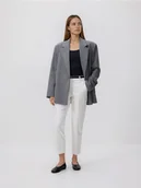 Spodnie damskie - Reserved - Spodnie cygaretki z paskiem - biały - miniaturka - grafika 1