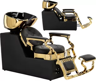 Myjnia myjka fryzjerska barberska Bari Gold do salonu fryzjerskiego barberskiego ruchoma misa ceramiczna armatura bateria słuchawka - Myjki fryzjerskie - miniaturka - grafika 1