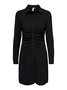ONLY Women's ONLMETTE L/S Wrinkle Dress NOOS WVN sukienka mini, czarna, 3XL - Sukienki - miniaturka - grafika 1