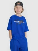 Koszulki dla chłopców - 4F T-shirt oversize z nadrukiem chłopięcy - niebieski 122 (6-7 lat) - miniaturka - grafika 1