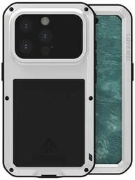 LOVE MEI Etui pancerne + szkło Powerful do iPhone 15 Pro, srebrne - Etui i futerały do telefonów - miniaturka - grafika 1