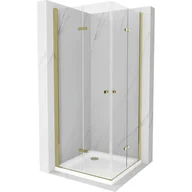 Kabiny prysznicowe - Mexen Lima Duo kabina prysznicowa składana 70x70 cm, transparent, złota + brodzik Flat - miniaturka - grafika 1