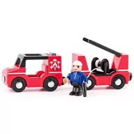 Samochody i pojazdy dla dzieci - WOODY Wóz strażacki z drabiną i strażakiem - miniaturka - grafika 1
