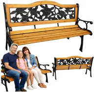 Ławki ogrodowe - Lean Ławka Ogrodowa Drewniana Metalowa Ławeczka Parkowa z oparciem EDUKAMP - miniaturka - grafika 1