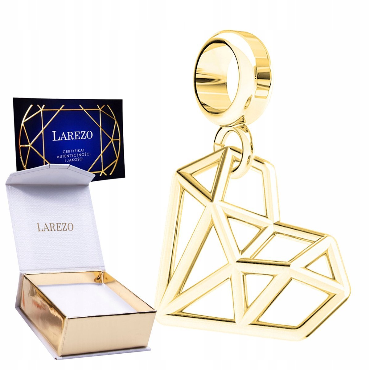 CHARMS ZŁOTY Wiszący Ażurowe Serce Serduszko Miłość Love Serce SREBRO 925