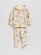 Bluzy dla dziewczynek - Reserved - Ocieplany komplet ze świątecznym motywem - kremowy - miniaturka - grafika 1