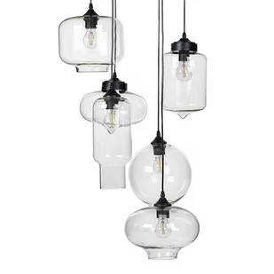 Lampa wisząca szklana 6-punktowa przezroczysta BEMBOKA - Lampy sufitowe - miniaturka - grafika 1