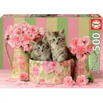 Educa Borras 17960 500 kotek z różami puzzle, wielokolorowy - Puzzle - miniaturka - grafika 1