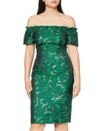 Sukienki - Gina Bacconi Damska sukienka koktajlowa z kwiatowym żakardowym wzorem, Zielony/złoty, 46 - miniaturka - grafika 1