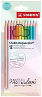 Kredki, ołówki, pastele i pisaki - Kredki drewniane aquacolor Pastellove 12 kolorów - Stabilo - miniaturka - grafika 1