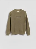 Bluzy dla chłopców - Reserved - Strukturalny sweter z bawełną - beżowy - miniaturka - grafika 1