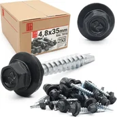 Wkręty - Blachowkręty wkręty farmerskie 4,8x35mm RAL716 antracyt 250szt. - miniaturka - grafika 1