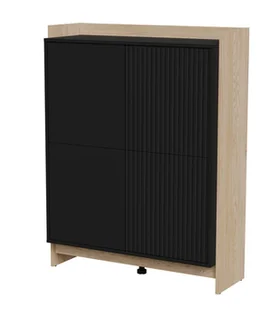 Cama Komoda PORTO 100x38x130 dąb/czarny - Komody - miniaturka - grafika 1