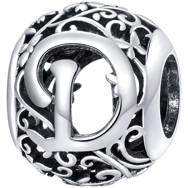 CHARMS literka D srebro 925 koralik