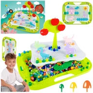 Zabawki interaktywne dla dzieci - Układanka Guzikowa Edukacyjna Mozaika Montessori Walizka 280EL. U907 - miniaturka - grafika 1