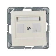 Klawisze i ramki - Ospel Plakietka podwójnego gniazda teleinformatycznego IMPRESJA Ecru GPK-2Y/p/27 - miniaturka - grafika 1
