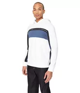 Bluzy męskie - Armani Exchange Męska bluza z kapturem z bawełny organicznej, trójkolorowa, biała/granatowa, rozmiar L, White/True Navy, L - miniaturka - grafika 1