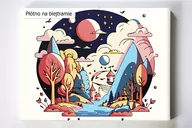 Malowanie po numerach - Pastelowa kraina, baśnie, bajki, drzewa, góry, malowanie po numerach, blejtram - miniaturka - grafika 1